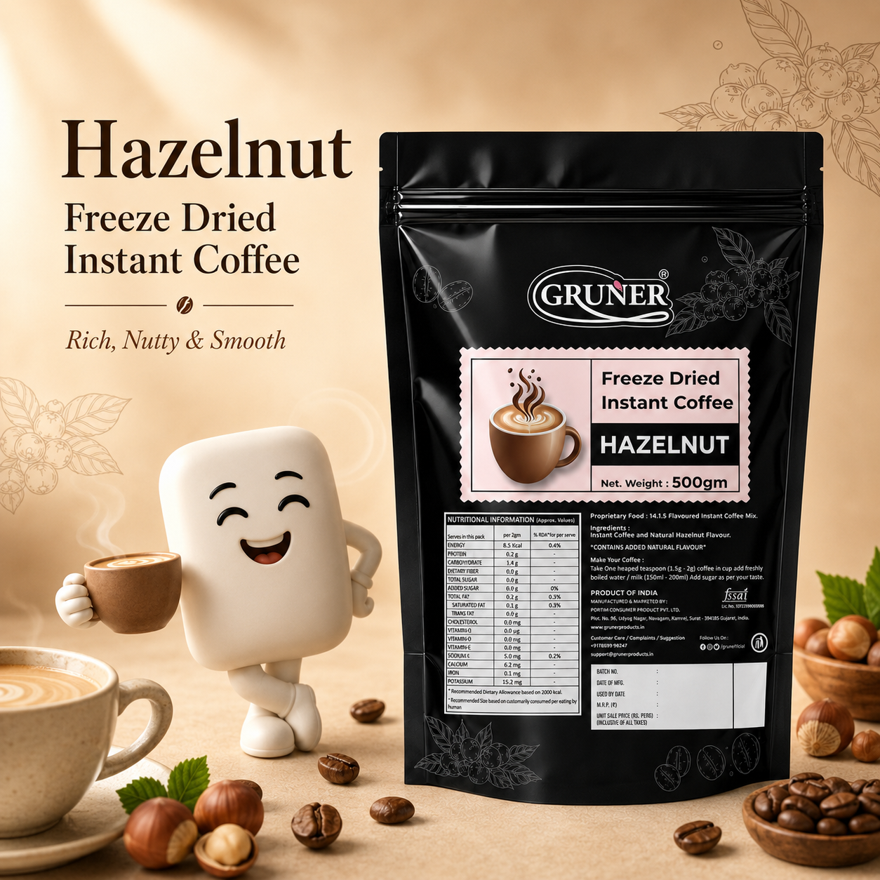 Freeze Dried Instant Coffee Hazelnut(500g)