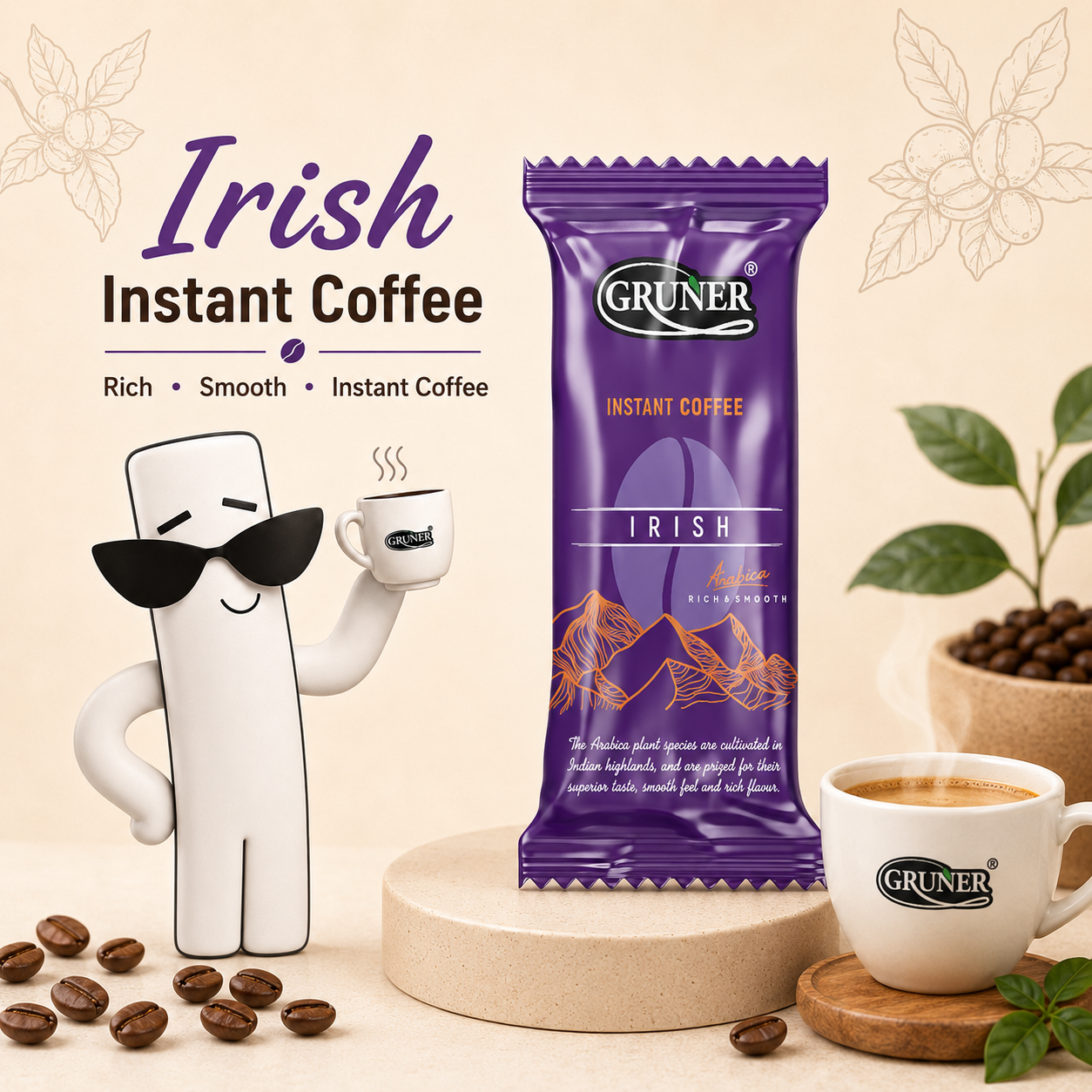 Irish Instant Coffee Powder  3.5gm sachets (Pack of 50 sachets)