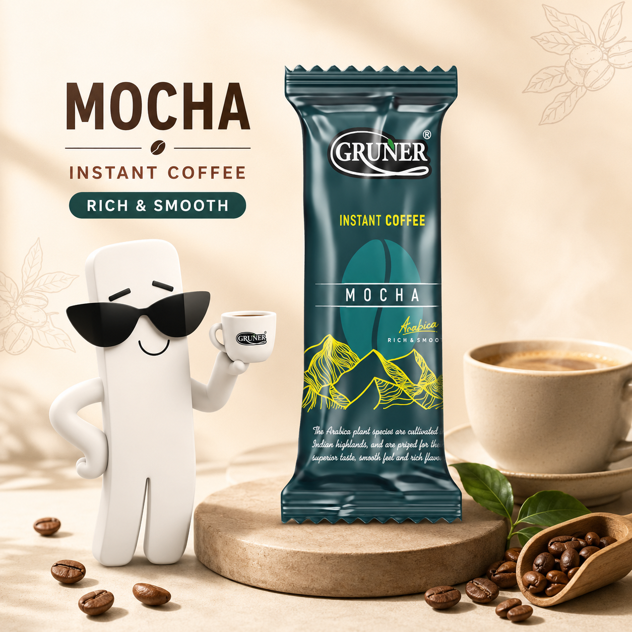 Mocha Instant Coffee Powder  3.5gm sachets (Pack of 50 sachets)